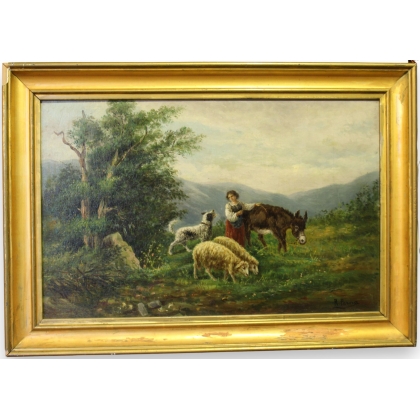 Tableau \"Bergère\" signée R. PERNA
