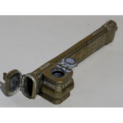 Iranian brass pencil case and inkwell at  Moinat SA  - Antiques and home décor