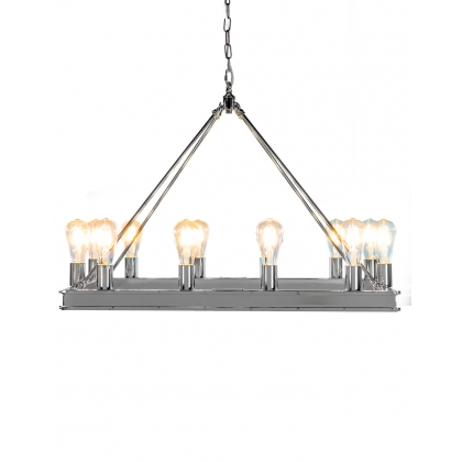 Lustre réctangulaire chromé à 12 lumières