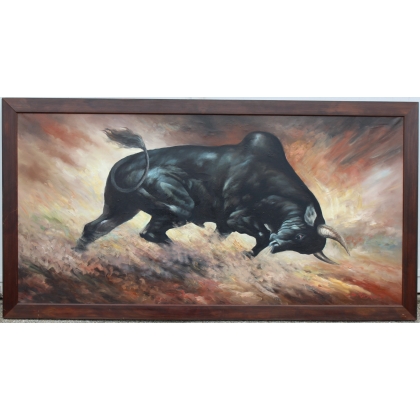 Tableau \"Taureau\" signé D. RATTARIA