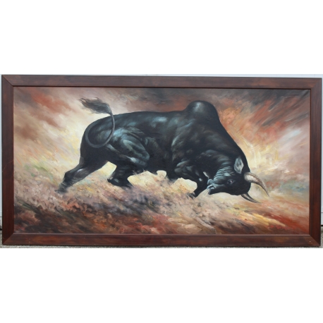 Paintings | Painting entitled ‘Bull’ by D. RATTARIA, Moinat SA  – Antiques and home décor