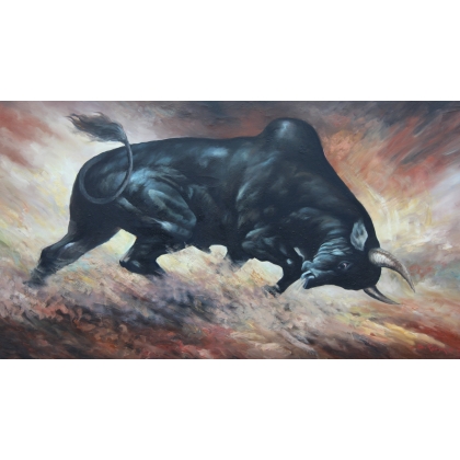 Paintings | Painting entitled ‘Bull’ by D. RATTARIA, Moinat SA  – Antiques and home décor