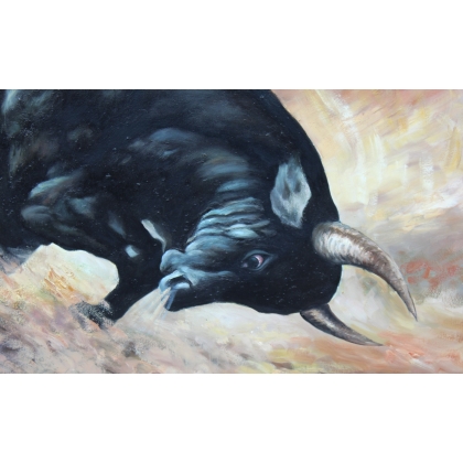 Paintings | Painting entitled ‘Bull’ by D. RATTARIA, Moinat SA  – Antiques and home décor