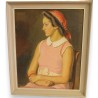 Paintings | Painting entitled ‘Woman with a Red Scarf’ by A. CACHEUX, Moinat SA  – Antiques and home décor