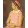Paintings | Painting entitled ‘Woman with a Red Scarf’ by A. CACHEUX, Moinat SA  – Antiques and home décor