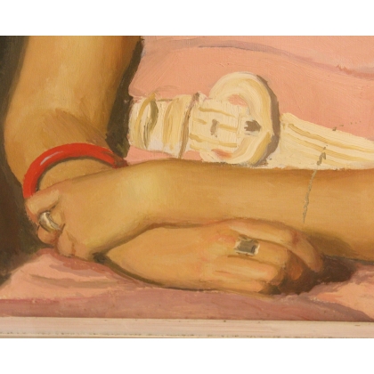 Paintings | Painting entitled ‘Woman with a Red Scarf’ by A. CACHEUX, Moinat SA  – Antiques and home décor