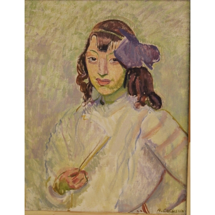Paintings | Painting entitled ‘Mademoiselle Garcia’ by A. CACHEUX, Moinat SA  – Antiques and home décor