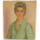 Tableau "Femme en robe verte" signé A. CACHEUX