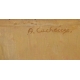 Tableau "Femme en robe verte" signé A. CACHEUX
