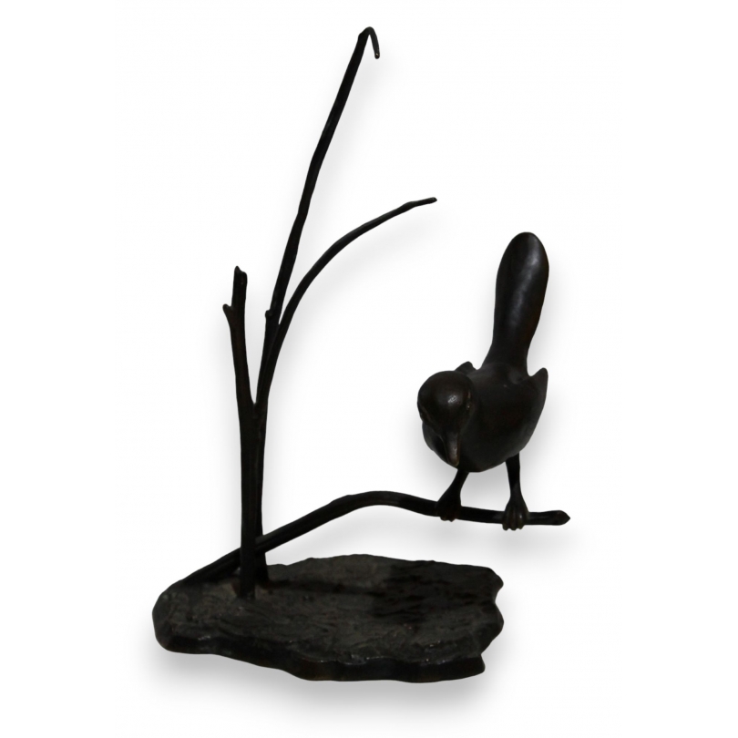 Bronze "Oiseau dans les herbes" signé ROTH