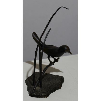 Bronze \"Oiseau dans les herbes\" signé ROTH