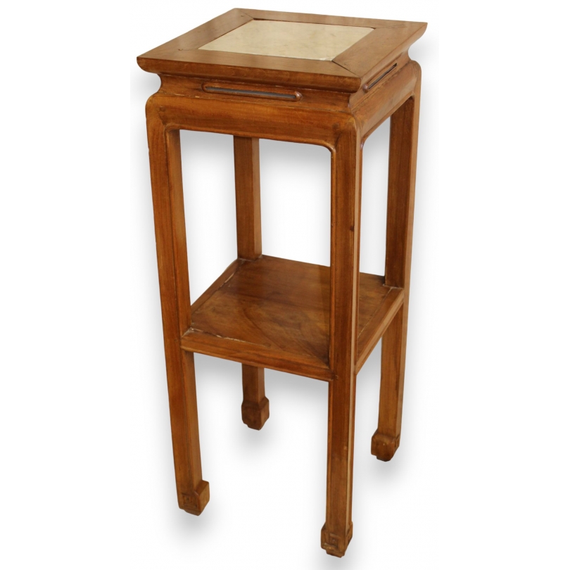  Sellette chinoise en bois clair et marbre blanc sur  Moinat SA  - Antiquités décoration