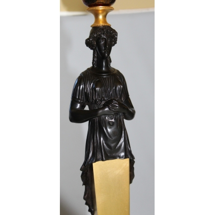 Paire de lampes en bronze doré patiné sur  Moinat SA  - Antiquités décoration