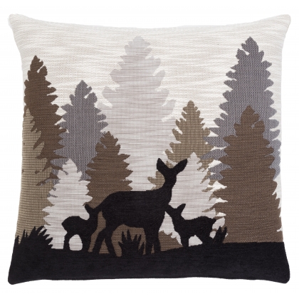 Coussin \"Silhouette de biche et ces petits\"