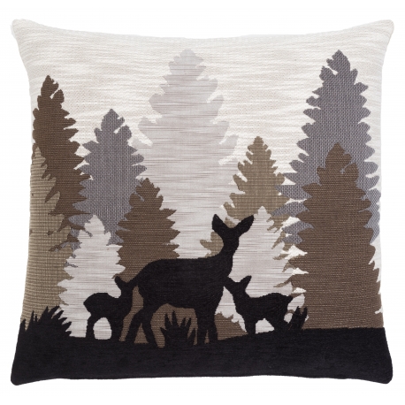 "Silhouette of a doe and her fawns" cushion