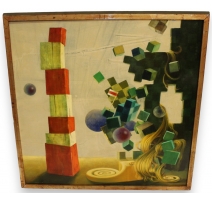 Tableau "Surréaliste" signé INANGER 72-75
