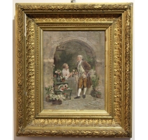 Tableau "Vendeuse de fleurs" signé GRISON