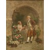 Tableau \"Vendeuse de fleurs\" signé GRISON