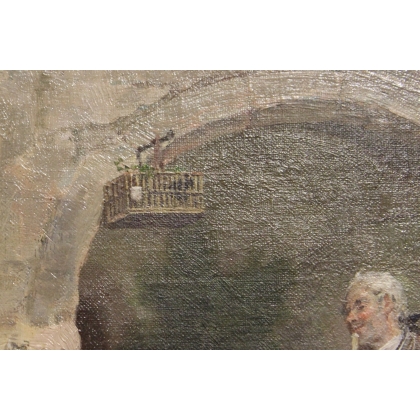 Tableau \"Vendeuse de fleurs\" signé GRISON