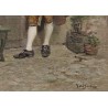 Tableau \"Vendeuse de fleurs\" signé GRISON