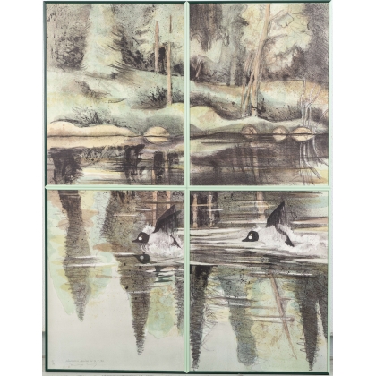 Lithographie "Atterrissage" signée COSANDEY