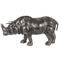 Sculpture "Rhinocéros" en métal argenté