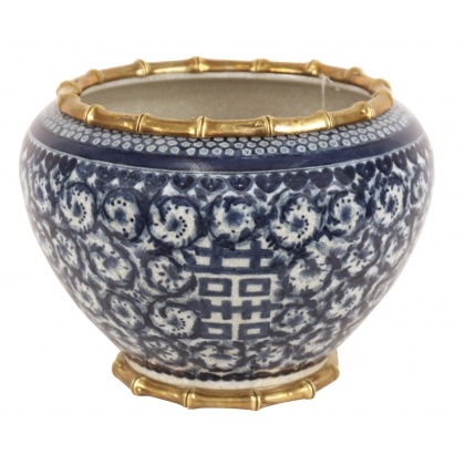Cache-pot en porcelaine bleu-blanc