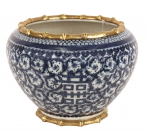 Cache-pot en porcelaine bleu-blanc