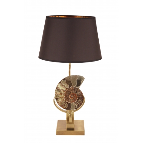 "Ammonite" lamp, with a square gold-coloured base