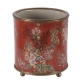 Cache-pot rond en porcelaine "Fleurs", orange