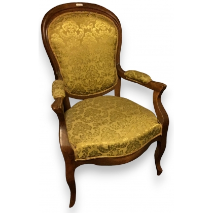 Fauteuil Napoléon III, tissus jaune