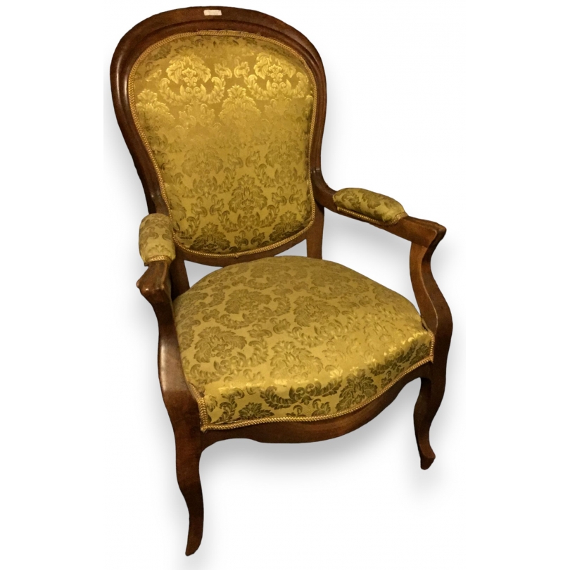 Fauteuil Napoléon III, tissus jaune