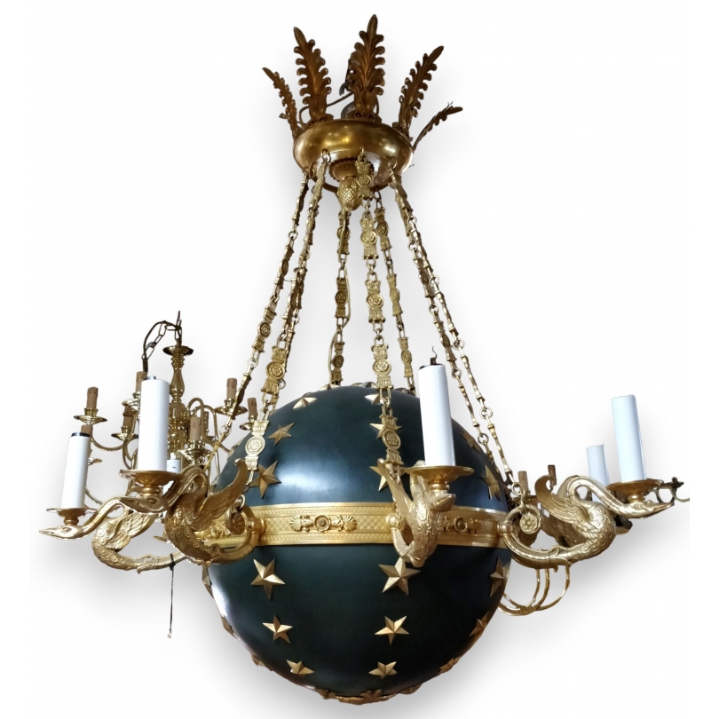 Lustre boule style Empire décoré d\'étoiles