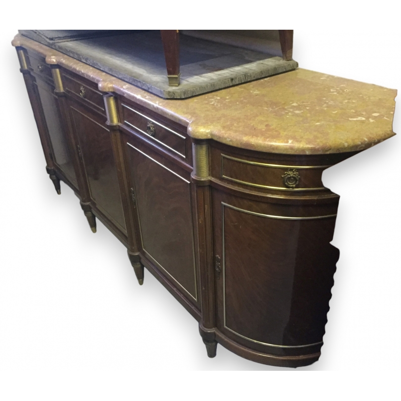 Buffet style Louis XVI dessus marbre beige