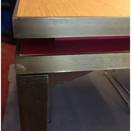 Table en bronze plateau en chêne