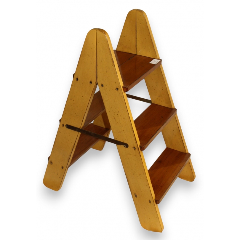 Yellow cherry wood bookcase ladder