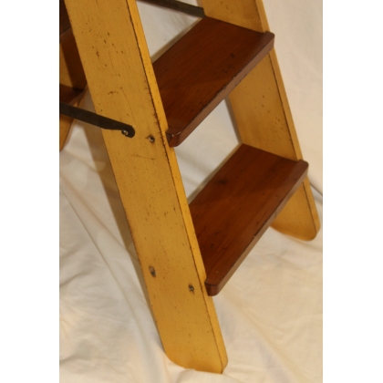 Yellow cherry wood bookcase ladder