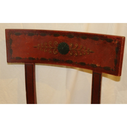 Chaise Directoire modèle curule laquée rouge