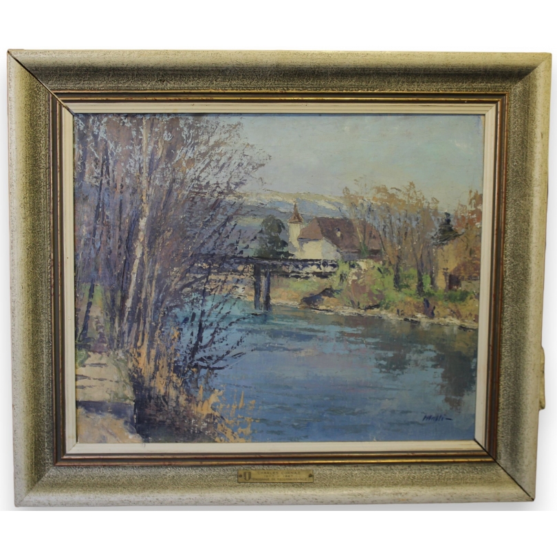 Tableau \"Chateau de Thielle\" signé MAFLI