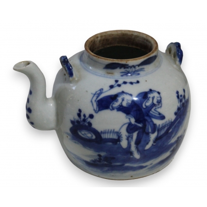 Théière boule en porcelaine décor personnages