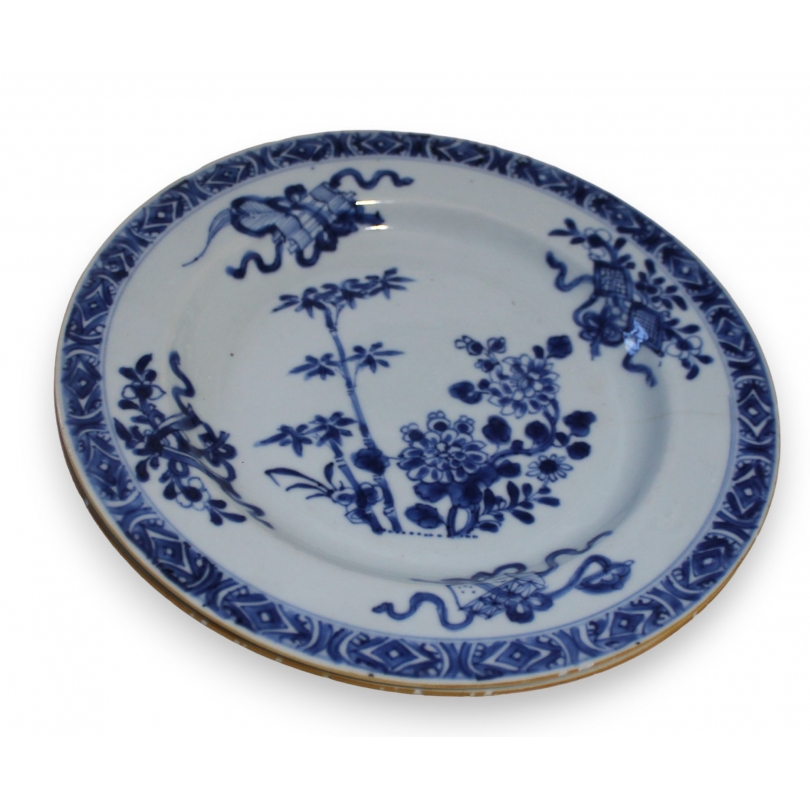 Assiette en porcelaine décor bambou