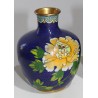 Paire de vases cloisonnés décor fleur jaune