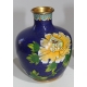 Paire de vases cloisonnés décor fleur jaune