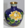 Paire de vases cloisonnés décor fleur jaune