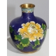 Paire de vases cloisonnés décor fleur jaune