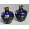 Paire de vases cloisonnés décor fleur jaune
