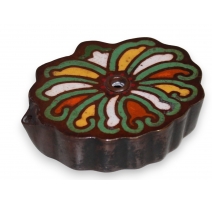 Lampe à huile cloisonnée blanche, jaune vert