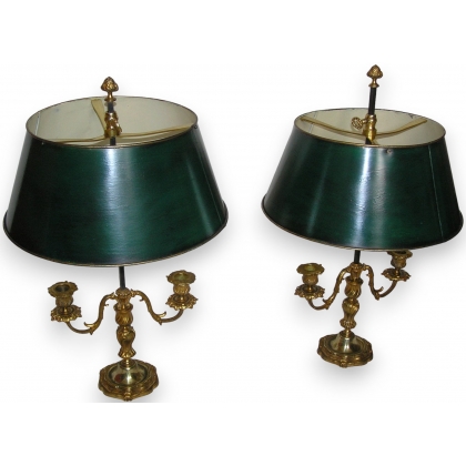 Pair of bouillotte lamps with