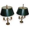 Paire de lampes bouillotte, abat-jours tôle verte