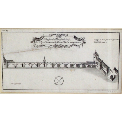 Engraving ‘Bridge over the Rhine at Basel’ by Moinat SA – Antiques and decorative items – Engravings, lithographs